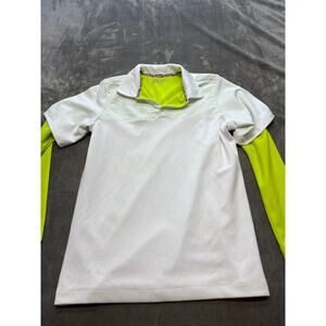 Nike Golf Long Sleeve Polo Shirt Men's‎ XL White Yellow Dri Fit Active